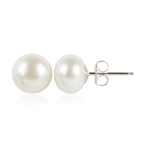 Sterling Silver Stud Earrings With Elegant Freshwater Cultured Button