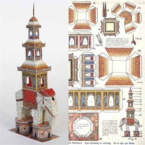 Vintage Papercraft Elephant Pagoda