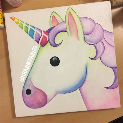 Unicorn Emoji Canvas Great For Kids Room Decor Cute