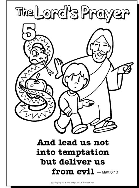 Lead us not colouring page  School prayer, Sunday school coloring pages, Our father prayer