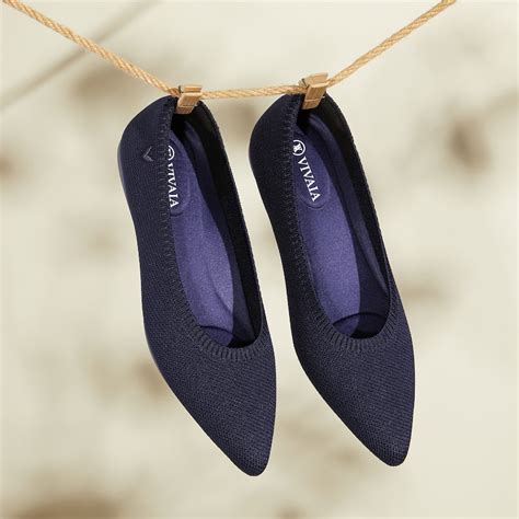 Aria5° Pointed Toe Ballet Flats With Arch Support In Navy Vivaia
