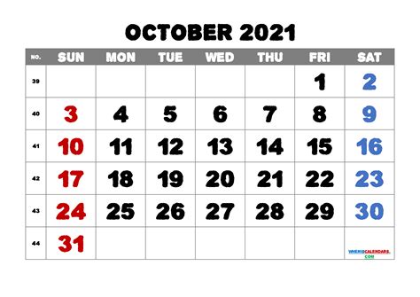 Printable Calendar October 2021 Fiscal Calendar For October 2021