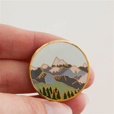Mountains Enamel Pin Pin Badge Hard Enamel Pin Gold Etsy