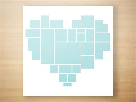 20x20 Heart Photo Collage Template Photoshop Collage Etsy