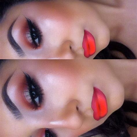 Coral Ombre Lips Redbrick Brownscripts Andwarming Heart Pp Simple Eye