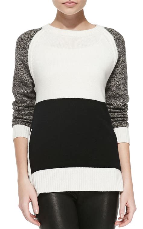 Derek Lam 10 Crosby Cashmere Colorblock Sweater With Side Zip Color