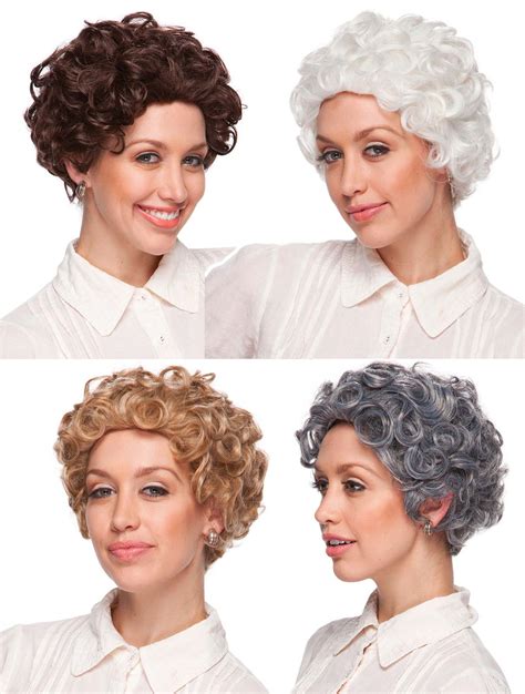 mom grandma old lady mrs claus gray white brown blonde hair curly costume wig ebay