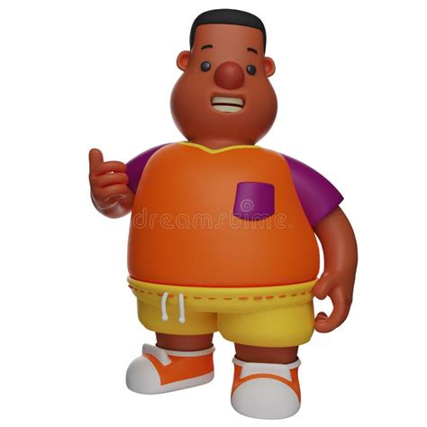 3d Big Boy Cartoon Character With Thumb Up Finger Stock Illustration