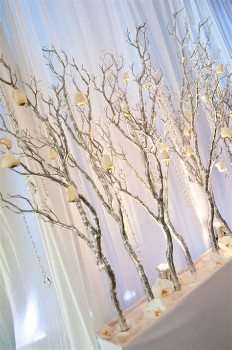 Perfect And Romantic Winter Wedding Branch Centerpiece 25 In 2020