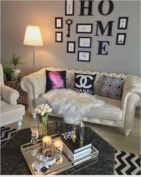 Black And White Glam Living Room Beige Living Rooms Elegant Living