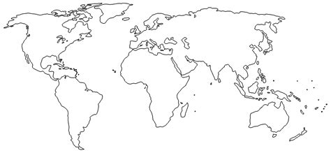 5 Outline Printable World Map With Countries Template Pdf