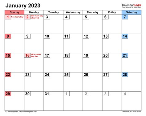 January 2023 Calendar Templates For Word Excel And Pdf From January