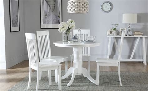 Kingston Round Dining Table And 4 Oxford Chairs White Wood 90cm Only £
