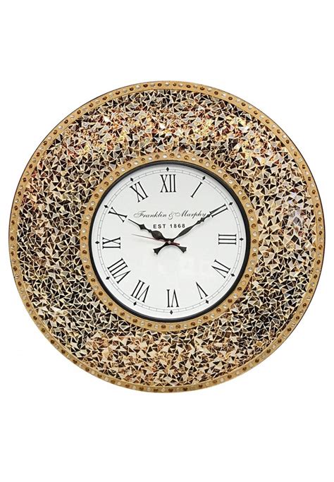 Decorshore 23 Inch Decorative Glass Mosaic Silent Oversized Wall Clock