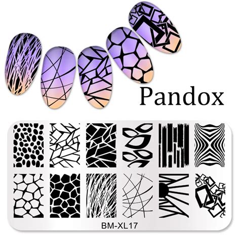 Pandox Rectangle Stamp Plate Line Net Design Nail Art Tmeplate Manicure