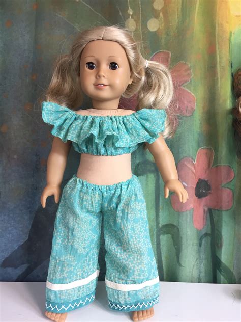 american girl adorable ooak green ruffle crop top and harem etsy in 2021 doll clothes