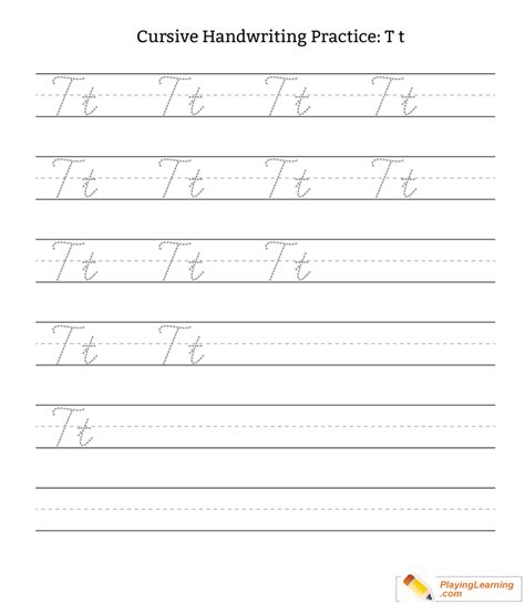 Cursive Handwriting Practice Letter T Free Cursive Handwriting