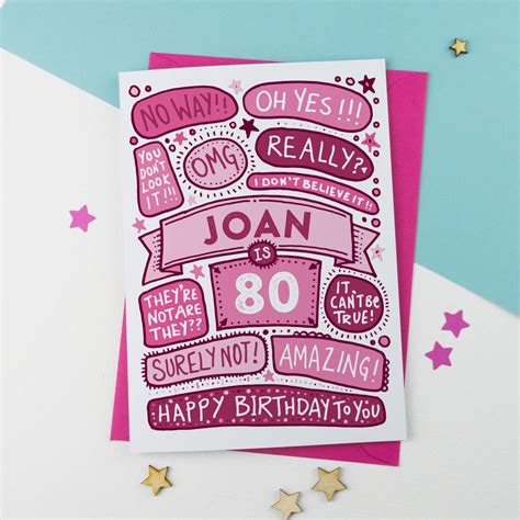 80th Omg Birthday Personalised Illustrated Card By A Is For Alphabet