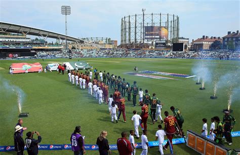 The Teams Walk Out For The Singing Of The National Anthems