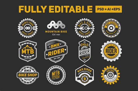 12 Bicycle Badge Logo And Labels
