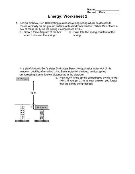 Energy Worksheet 2