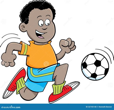 Cartoon African Boy Playing Soccer Stock Photo Image 32745140