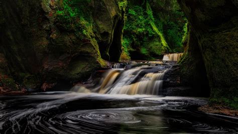 Green Algae Rocks Water Stream Stones Waterfalls Forest Beautiful Hd