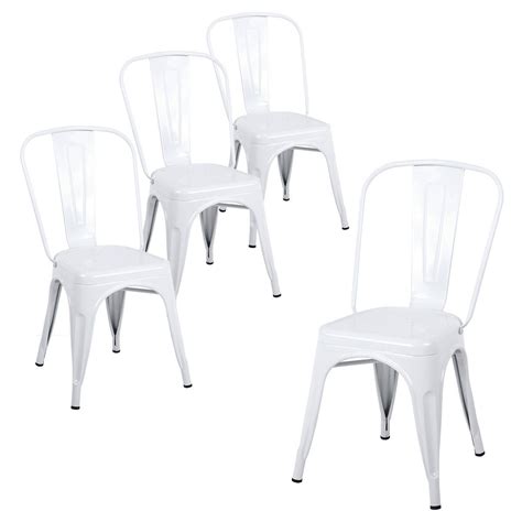 White stackable chairs steellighttv co. Amazon.com - Buschman Set of Four White Metal Indoor ...