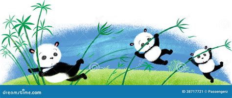 Jumping Panda On Bamboo Stock Image Image 38717721