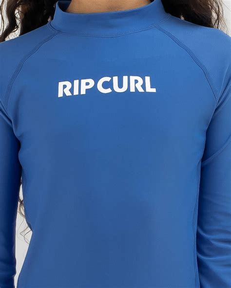 Rip Curl Girls Classic Surf Long Sleeve Rash Vest In Blue Fast