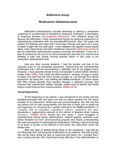 Argumentative Essay Nursing Reflection Paper Example