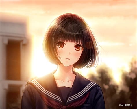 Free Download Hd Wallpaper Anime Girl Semi Realistic Short Hair