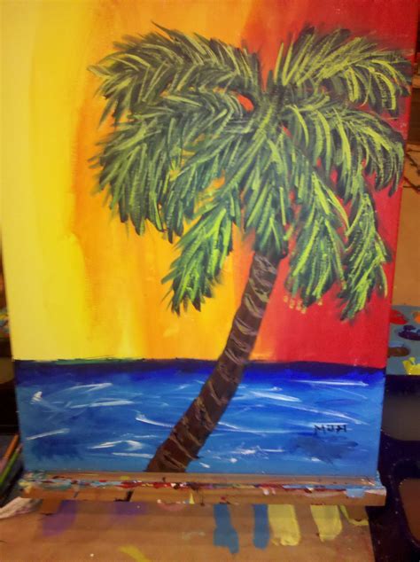 Palm Tree Painting At Sunset First Painting Ive Done Palm Trees
