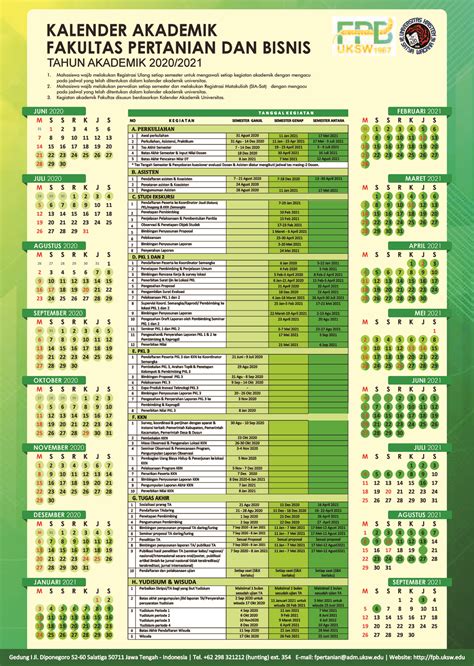 Kalender Akademik Fakultas Pertanian Dan Bisnis Tahun Ajaran 20202021