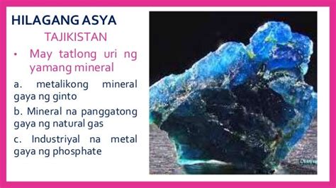 Mga Halimbawa Ng Yamang Mineral Sa Silangang Asya Anyong Tubig