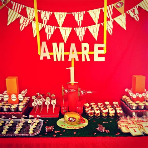 San francisco themed party decorations. 49ers birthday theme dessert table | Party Ideas ...