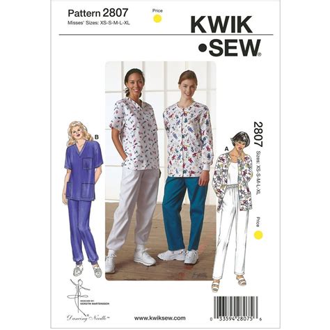 Kwik Sew Pattern Scrubs Xs S M L Xl