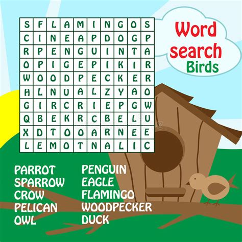 Word Search Game Birds Stock Vector Illustration Of