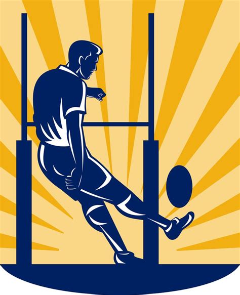 Illustration Of A Rugby Player Kicking At Goal Post Rugby