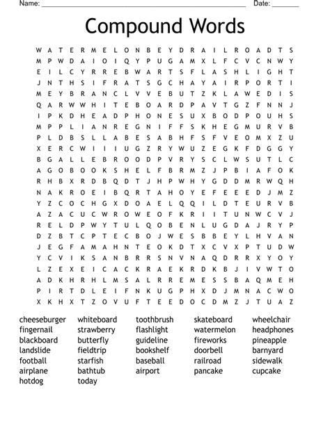 Compound Words Word Search Wordmint
