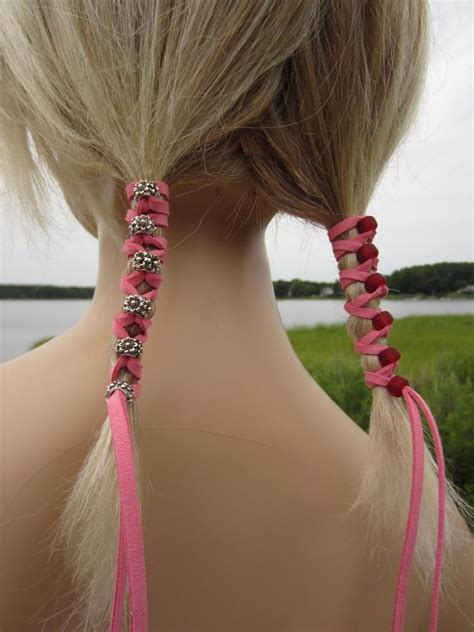 Beaded Leather Hair Ties Wraps Ponytail Holders Hair Bead Etsy Hair Beads Hair Accessories