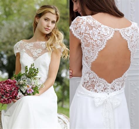 Sexy Open Back Beach Lace Wedding Dresses 2017 Short Sleeve Simple