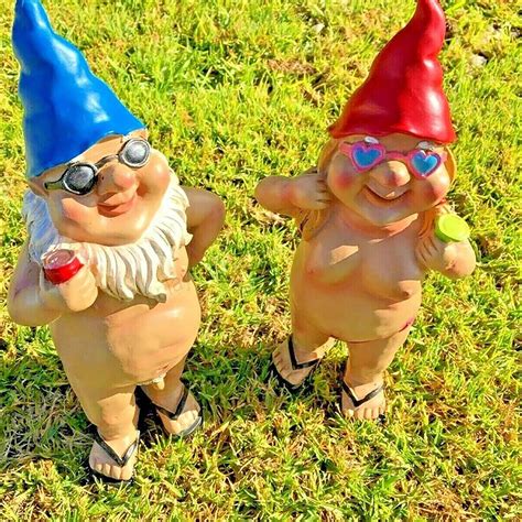 Naughty Garden Naked Gnome Statue For Lawn Ornaments Etsy