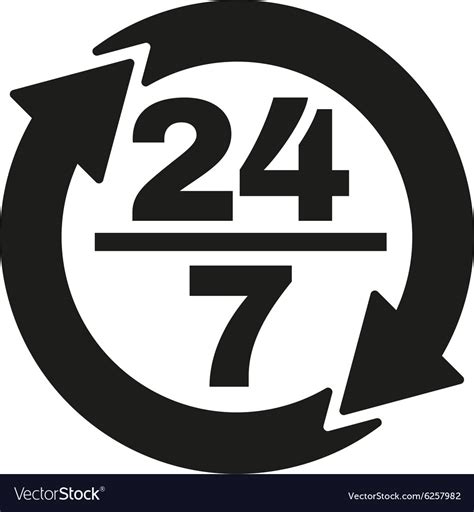 The 24 7 Icon Open And Assistance Support Symbol Vector Image