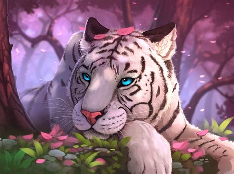 White Tiger Fantasy Art Hd Artist 4k Wallpapers Images Backgrounds
