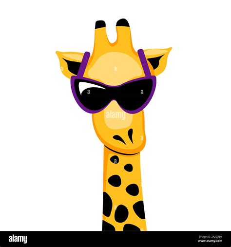 Comic Giraffe Face With Sunglasses Funny Clipart With Cartoon Animal
