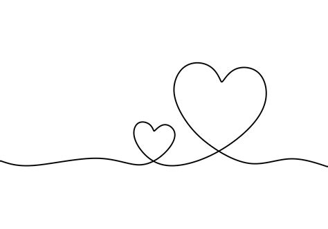 Heart Background Valentine Day Design Continuous One Line Drawing