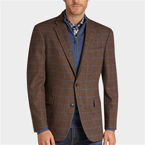 Buy A Tommy Hilfiger Brown And Blue Windowpane Plaid Slim