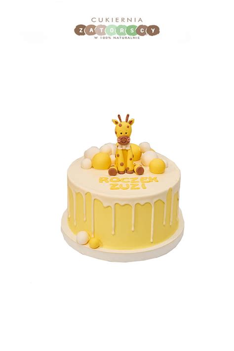 Tort na Roczek Żyrafa Drip Cake dla Dziewczynki Cukiernia Zatorscy