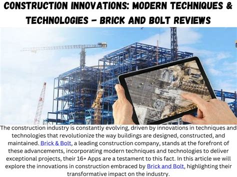 Ppt Innovations In Construction Exploring Modern Techniques And